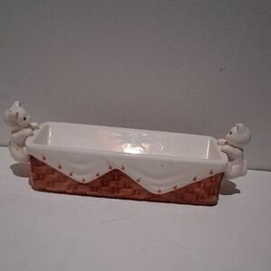 Ceramic Basket with Cat Accents